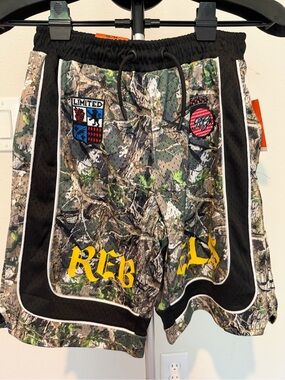 RGSTR Camo Boy’s Athletic Shorts with Black Trim and Yellow Accents